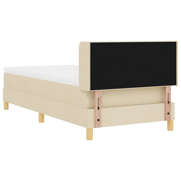 Pat cu arcuri cu headboard Manual Crem 200 x 80 cm țesătură WALTI