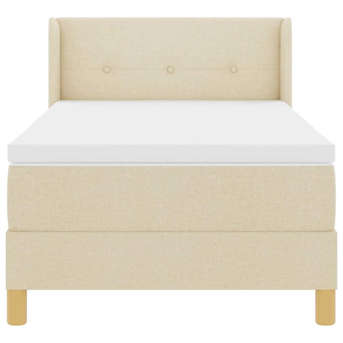 Pat cu arcuri cu headboard Manual Crem 200 x 80 cm țesătură WALTI