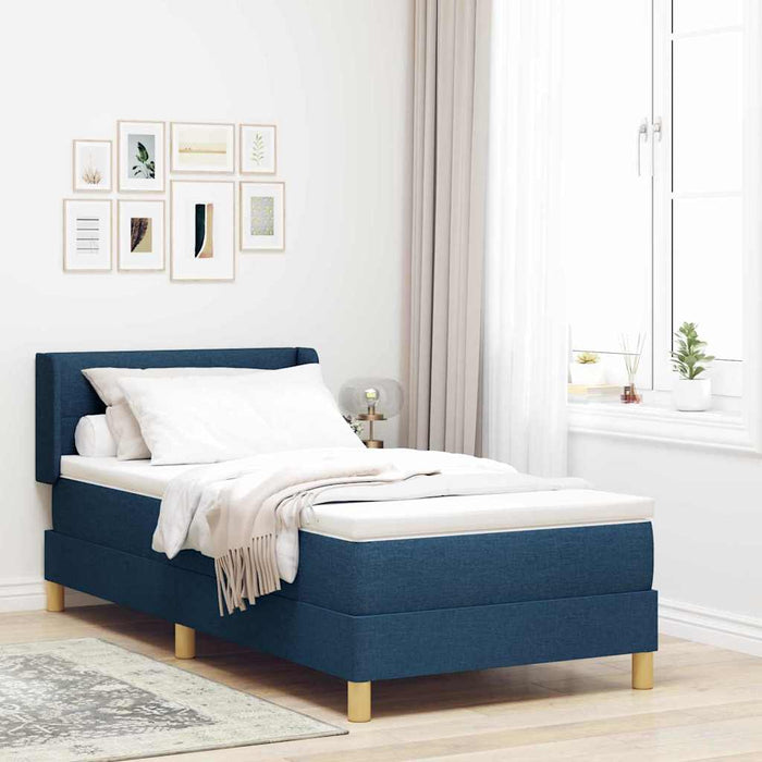 Pat cu arcuri cu headboard Manual albastru 200 x 80 cm țesătură - WALTI WALTI