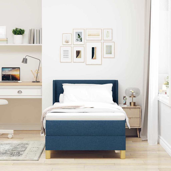 Pat cu arcuri cu headboard Manual albastru 200 x 80 cm țesătură - WALTI WALTI