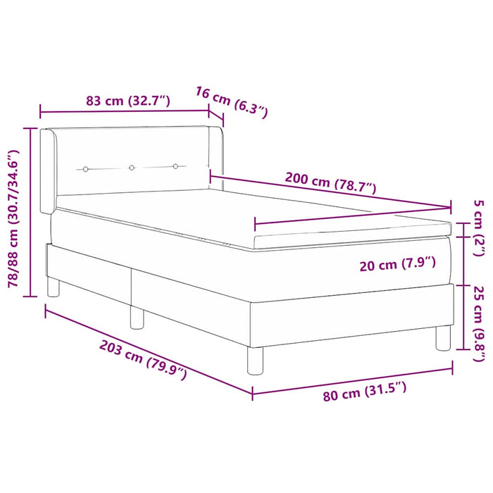 Pat cu arcuri cu headboard Manual albastru 200 x 80 cm țesătură - WALTI WALTI