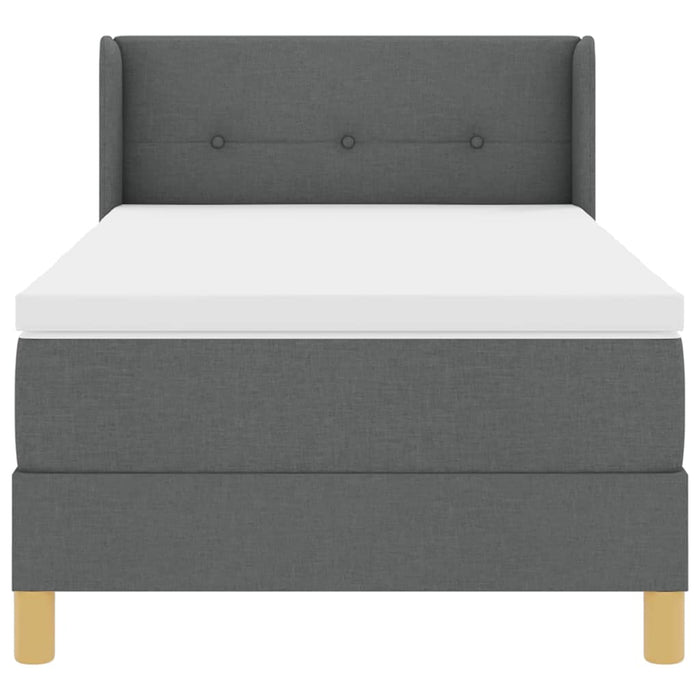 Pat cu arcuri cu headboard Gri închis 190 x 90 cm țesătură WALTI