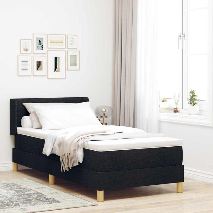 Pat cu arcuri cu saltea Negru și Alb 90 x 190 cm țesătură - WALTI WALTI