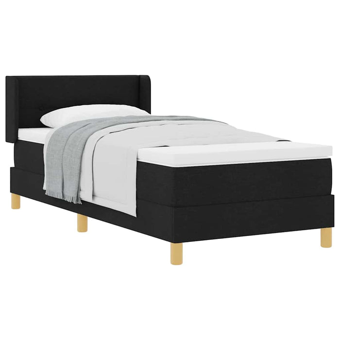 Pat cu arcuri cu saltea Negru și Alb 90 x 190 cm țesătură - WALTI WALTI