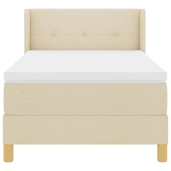 Pat cu arcuri cu headboard Manual Crem 190 x 90 cm țesătură WALTI