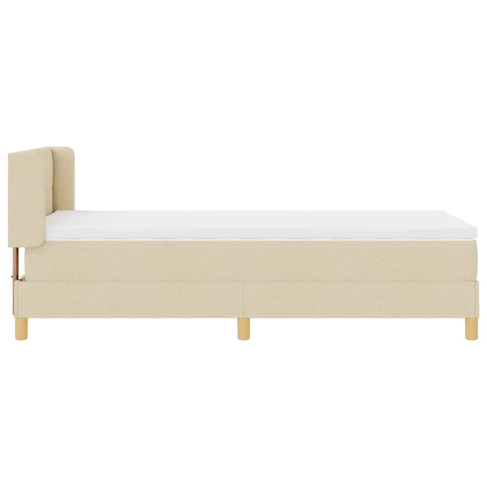 Pat cu arcuri cu headboard Manual Crem 190 x 90 cm țesătură WALTI