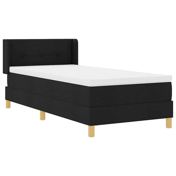 Pat cu arcuri cu saltea Negru și Alb 90 x 200 cm țesătură - WALTI WALTI