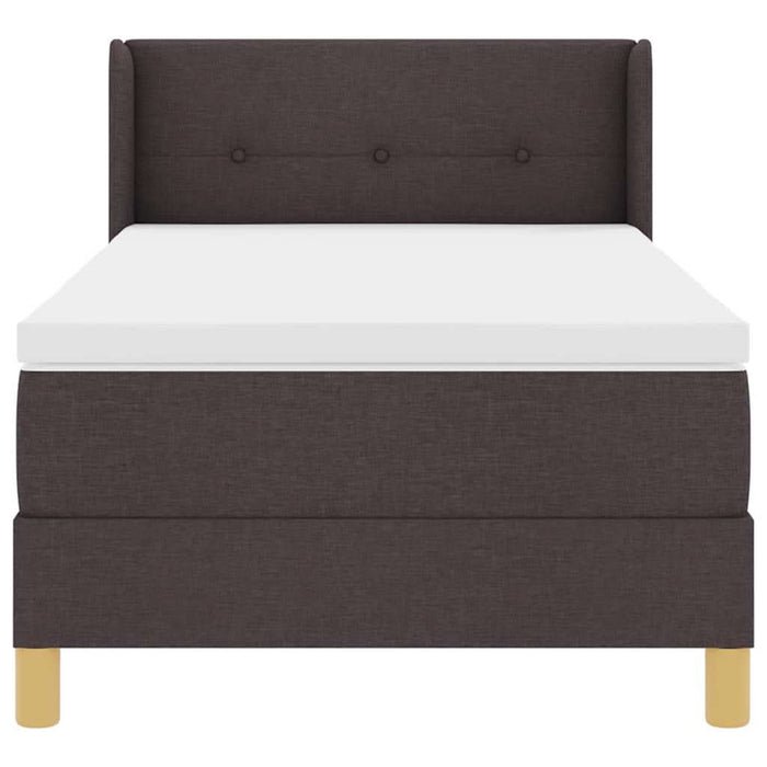 Pat cu arcuri cu saltea Maro închis și Alb 90 x 200 cm țesătură - WALTI WALTI