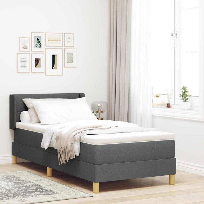 Pat cu arcuri cu headboard Gri închis 200 x 100 cm țesătură WALTI