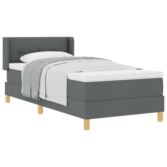 Pat cu arcuri cu headboard Gri închis 200 x 100 cm țesătură WALTI