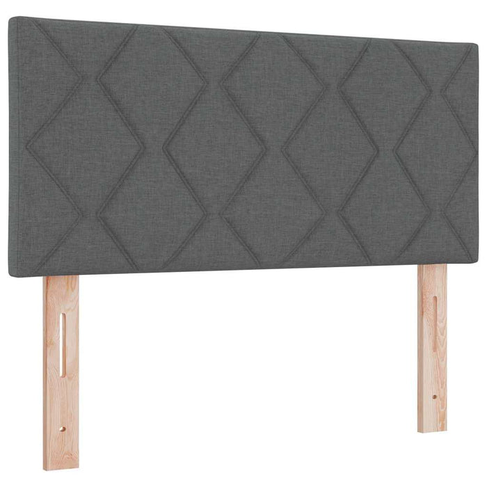 Pat cu arcuri cu headboard Gri închis 200 x 100 cm țesătură WALTI
