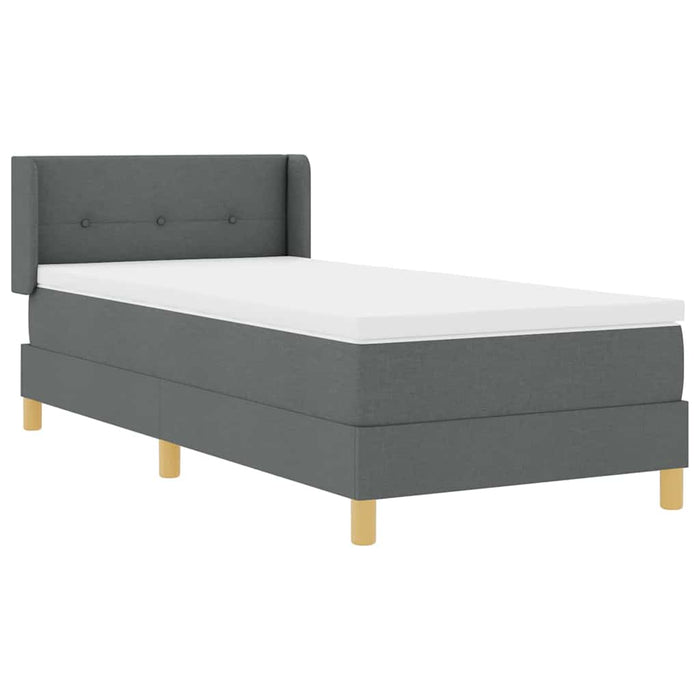 Pat cu arcuri cu headboard Gri închis 200 x 100 cm țesătură WALTI