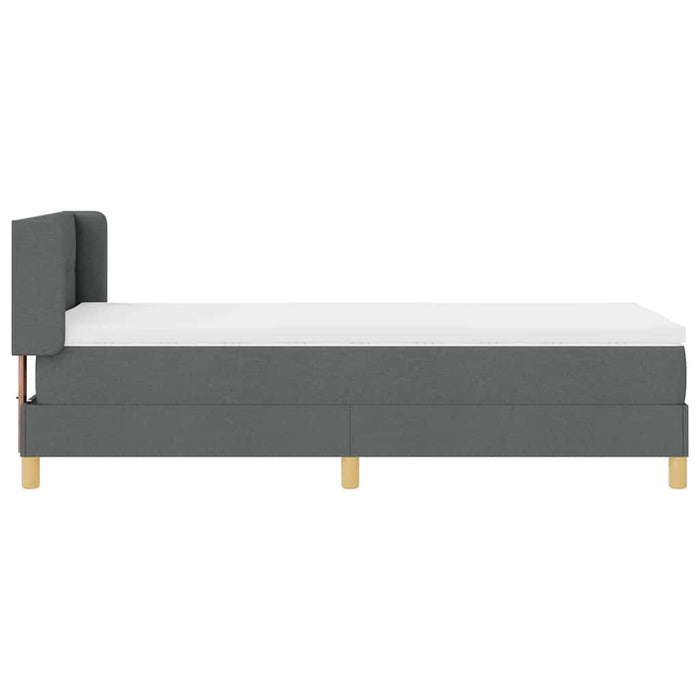 Pat cu arcuri cu headboard Gri închis 200 x 100 cm țesătură WALTI