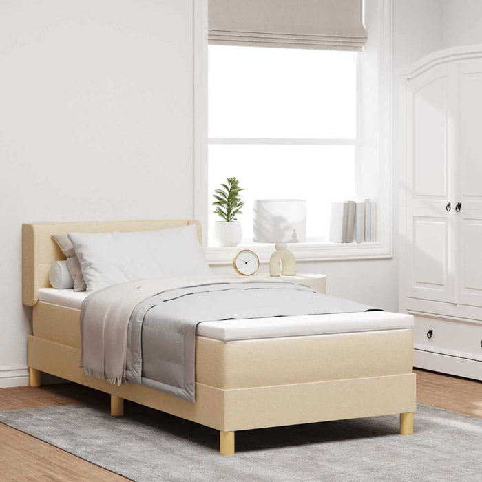 Pat cu arcuri cu headboard Manual Crem 200 x 100 cm țesătură WALTI