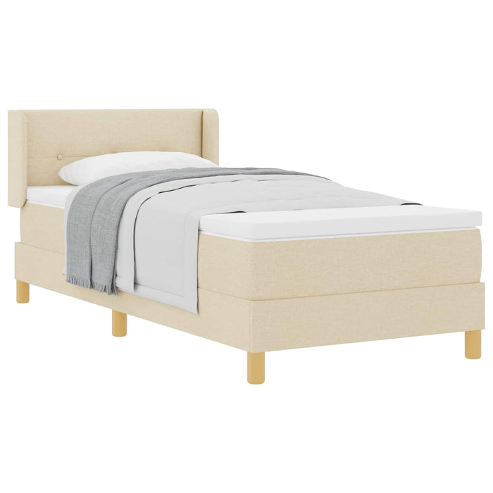 Pat cu arcuri cu headboard Manual Crem 200 x 100 cm țesătură WALTI