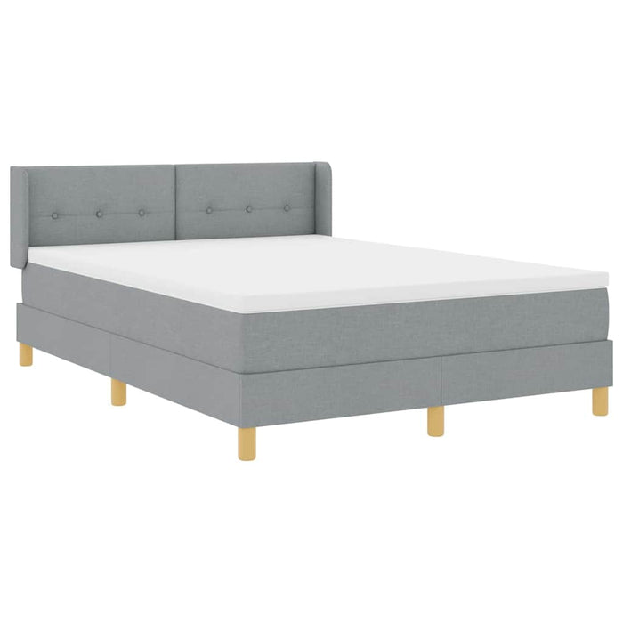 Pat cu arcuri cu saltea Gri deschis 190 x 140 cm Poliester - WALTI WALTI