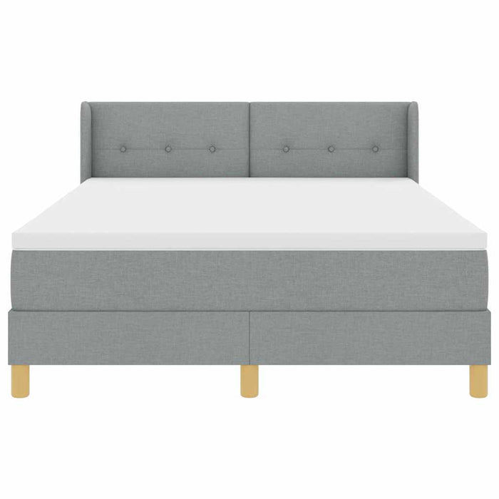 Pat cu arcuri cu saltea Gri deschis 190 x 140 cm Poliester - WALTI WALTI