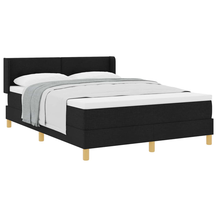 Pat cu arcuri cu headboard Manual Negru 190 x 140 cm țesătură - WALTI WALTI