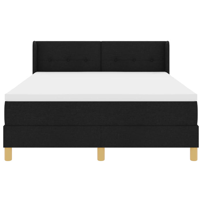 Pat cu arcuri cu headboard Manual Negru 190 x 140 cm țesătură - WALTI WALTI