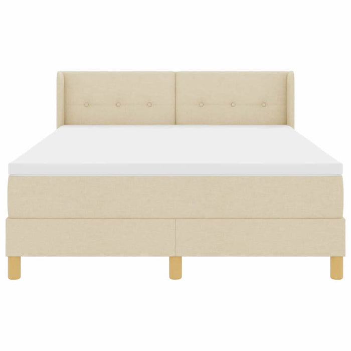 Pat cu arcuri cu saltea Crem 190 x 140 cm Poliester - WALTI WALTI