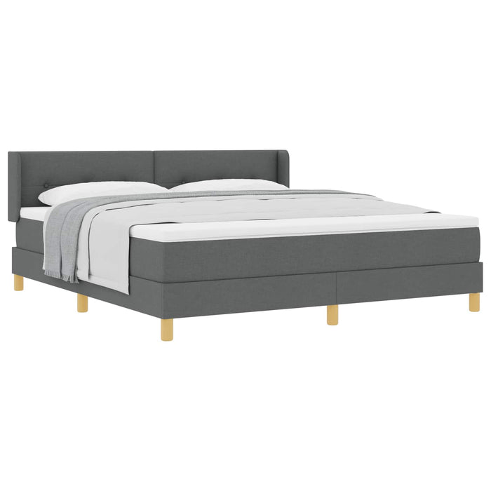 Pat cu arcuri cu headboard Gri închis 200 x 180 cm țesătură WALTI