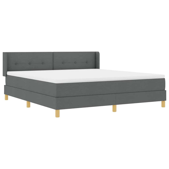 Pat cu arcuri cu headboard Gri închis 200 x 180 cm țesătură WALTI