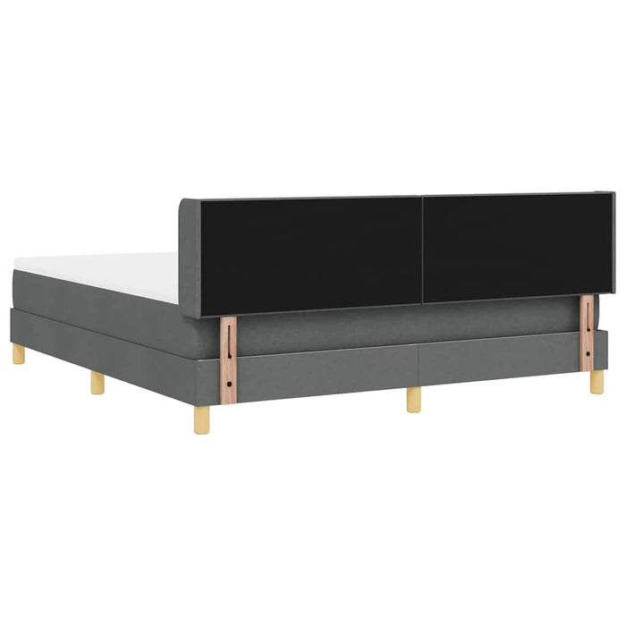 Pat cu arcuri cu headboard Gri închis 200 x 180 cm țesătură WALTI