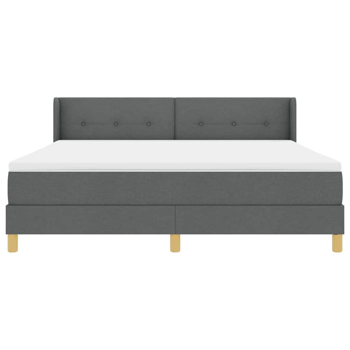 Pat cu arcuri cu headboard Gri închis 200 x 180 cm țesătură WALTI