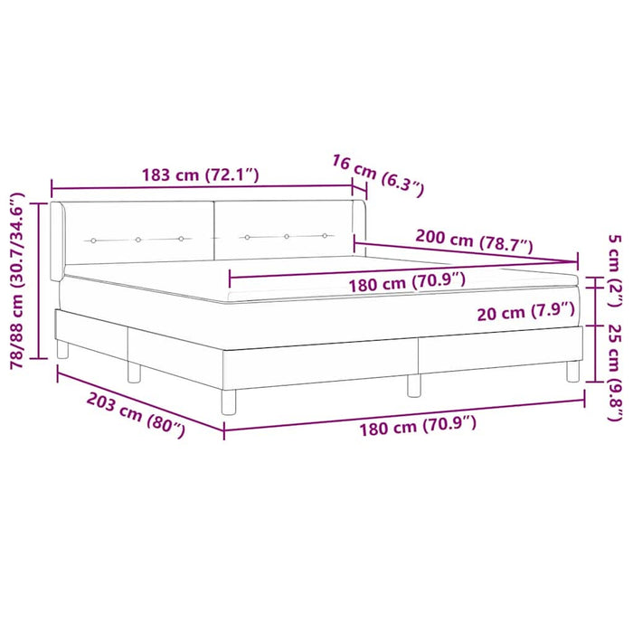 Pat cu arcuri cu headboard Gri închis 200 x 180 cm țesătură WALTI