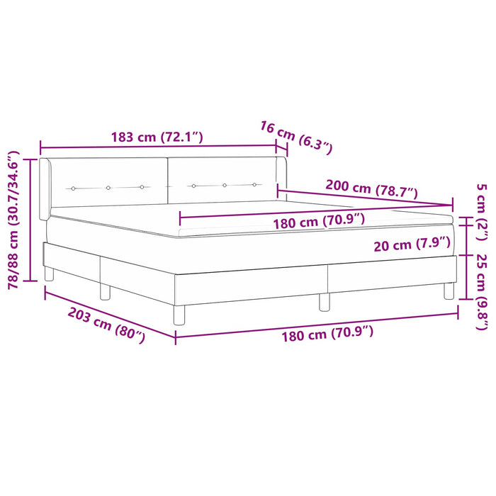 Pat cu arcuri cu saltea Maro închis 200 x 180 cm Poliester - WALTI WALTI