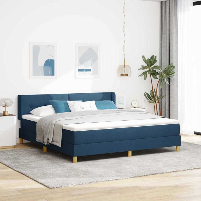 Pat cu arcuri cu headboard albastru 200 x 180 cm țesătură - WALTI WALTI
