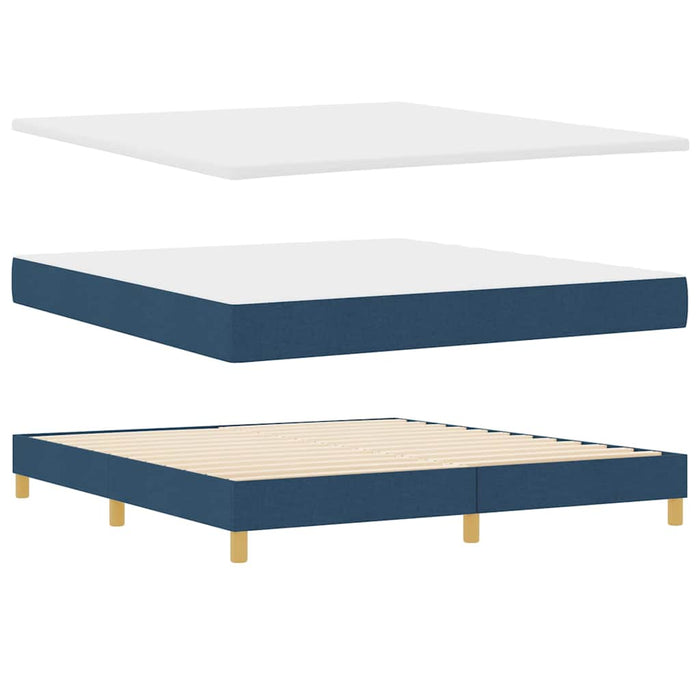 Pat cu arcuri cu headboard albastru 200 x 180 cm țesătură - WALTI WALTI