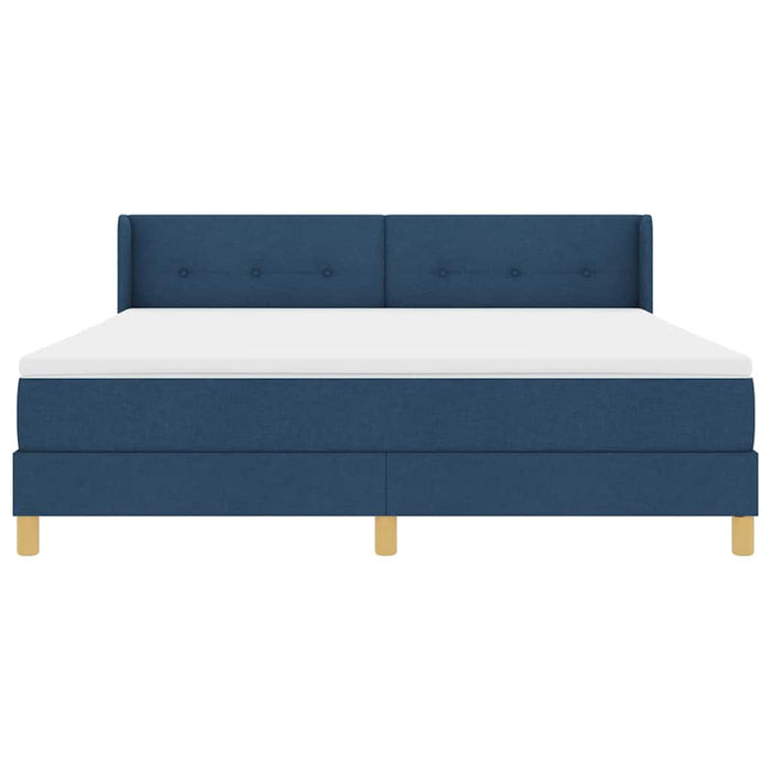 Pat cu arcuri cu headboard albastru 200 x 180 cm țesătură - WALTI WALTI