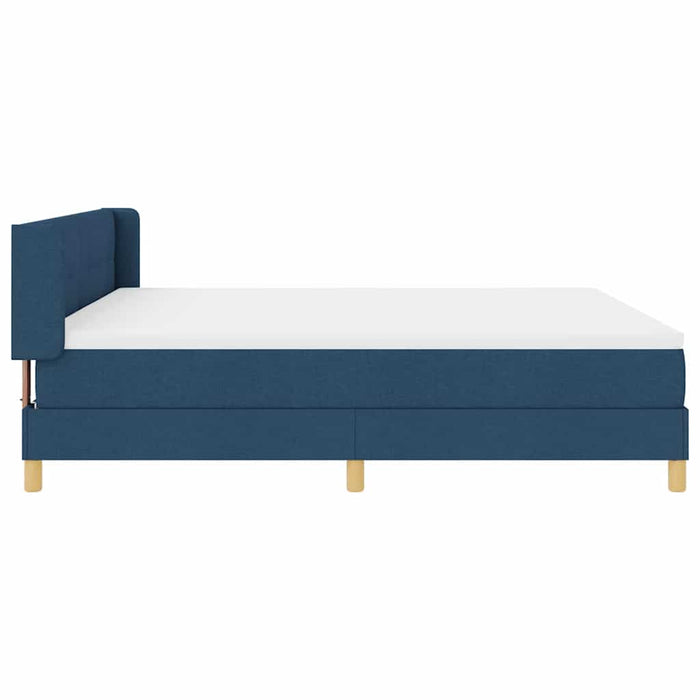 Pat cu arcuri cu headboard albastru 200 x 180 cm țesătură - WALTI WALTI
