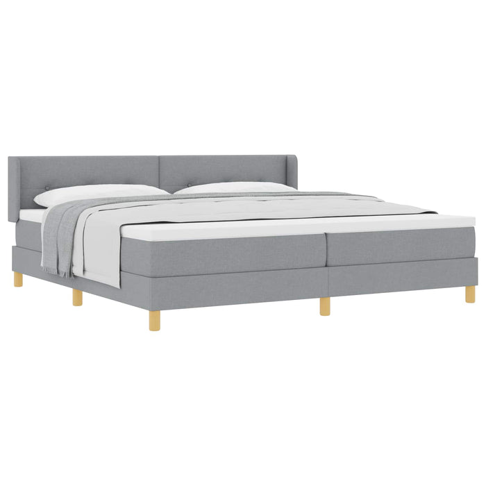 Pat cu arcuri cu headboard Gri deschis 200 x 200 cm țesătură - WALTI WALTI