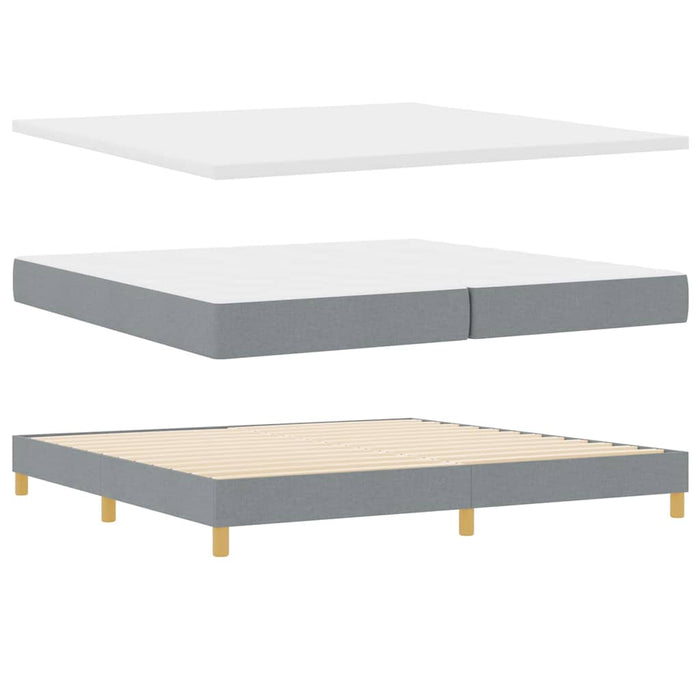 Pat cu arcuri cu headboard Gri deschis 200 x 200 cm țesătură - WALTI WALTI