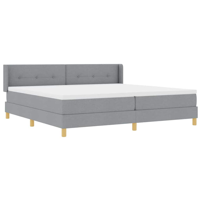 Pat cu arcuri cu headboard Gri deschis 200 x 200 cm țesătură - WALTI WALTI