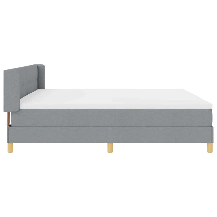 Pat cu arcuri cu headboard Gri deschis 200 x 200 cm țesătură - WALTI WALTI