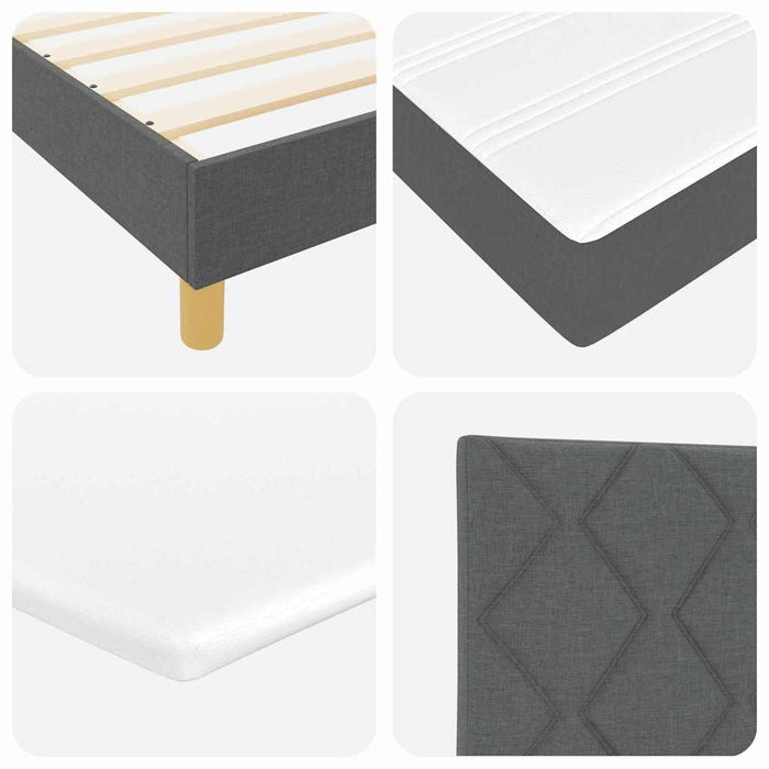 Pat cu arcuri cu headboard Gri închis 200 x 200 cm țesătură WALTI