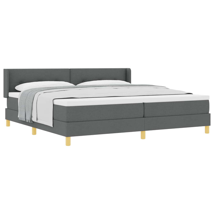 Pat cu arcuri cu headboard Gri închis 200 x 200 cm țesătură WALTI
