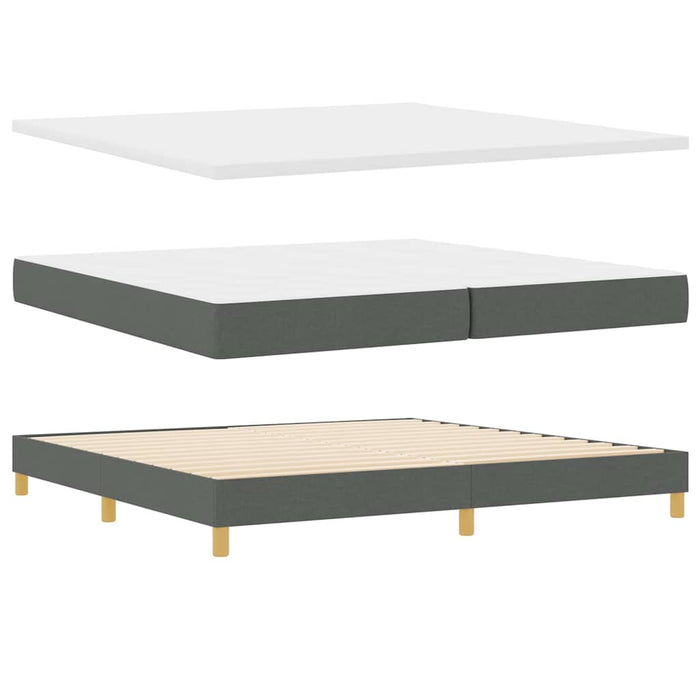 Pat cu arcuri cu headboard Gri închis 200 x 200 cm țesătură WALTI