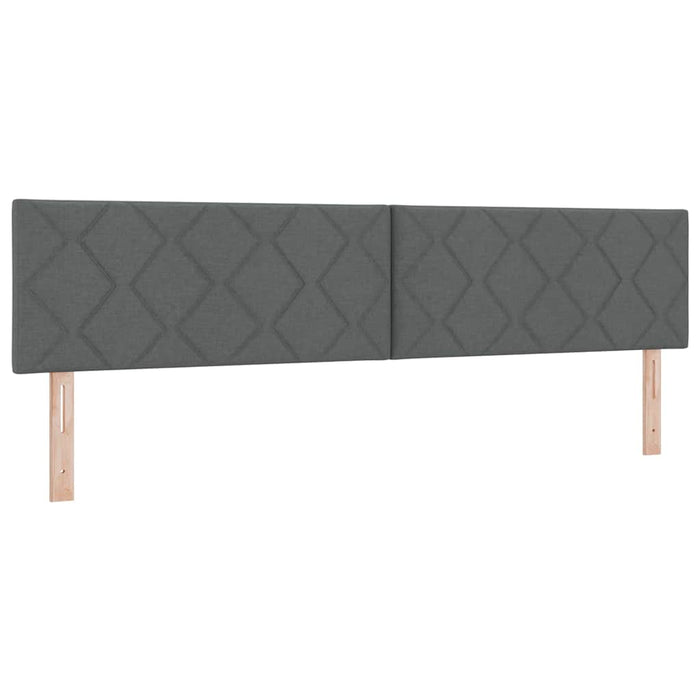 Pat cu arcuri cu headboard Gri închis 200 x 200 cm țesătură WALTI
