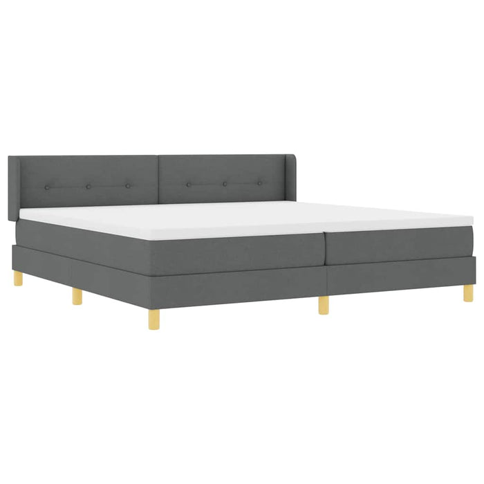 Pat cu arcuri cu headboard Gri închis 200 x 200 cm țesătură WALTI