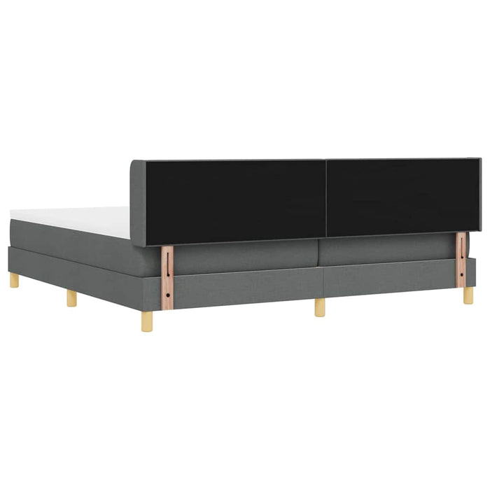 Pat cu arcuri cu headboard Gri închis 200 x 200 cm țesătură WALTI