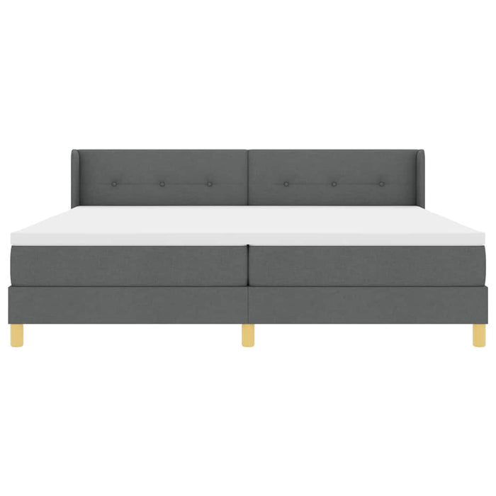 Pat cu arcuri cu headboard Gri închis 200 x 200 cm țesătură WALTI