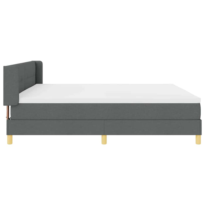 Pat cu arcuri cu headboard Gri închis 200 x 200 cm țesătură WALTI