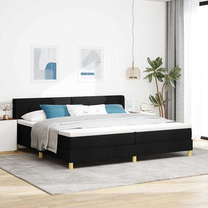 Pat cu arcuri cu headboard Manual Negru 200 x 200 cm țesătură WALTI