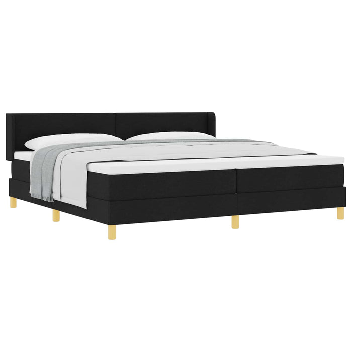 Pat cu arcuri cu headboard Manual Negru 200 x 200 cm țesătură WALTI