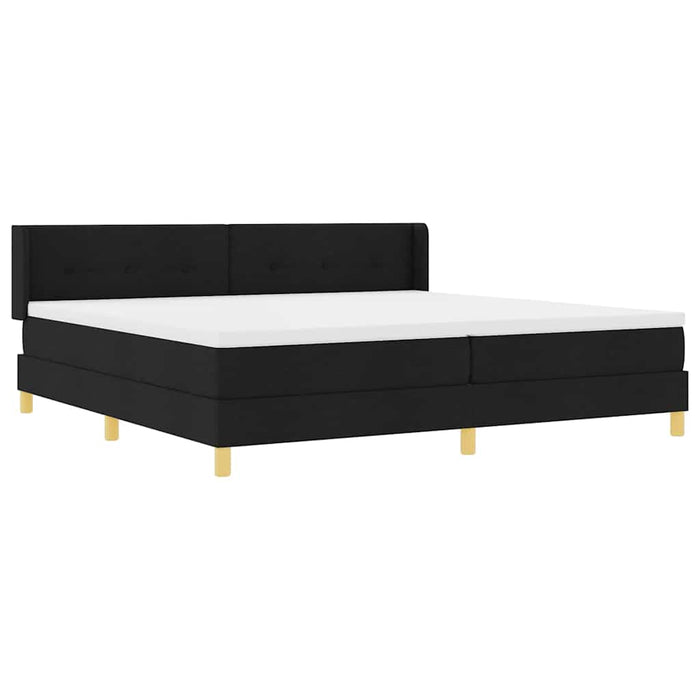 Pat cu arcuri cu headboard Manual Negru 200 x 200 cm țesătură WALTI