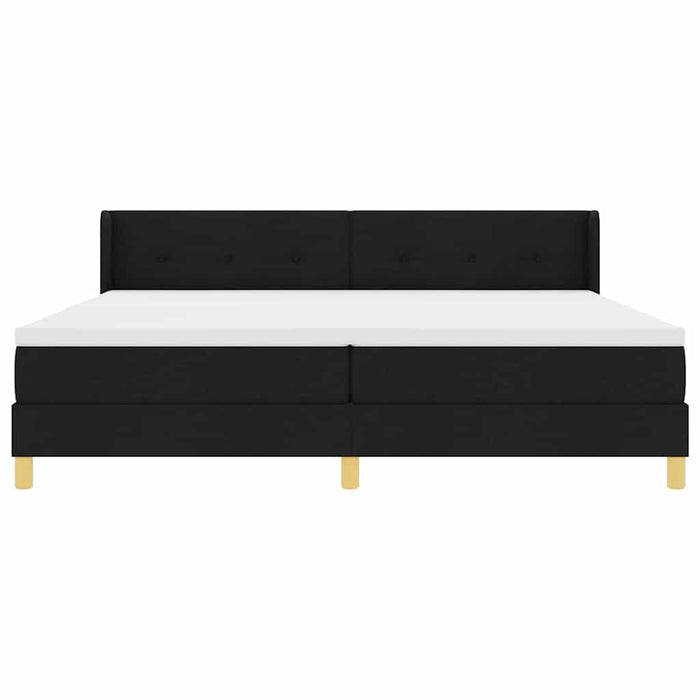 Pat cu arcuri cu headboard Manual Negru 200 x 200 cm țesătură WALTI